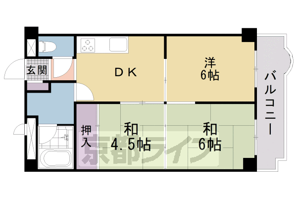 京都市南区吉祥院西ノ庄向田町のマンションの間取り