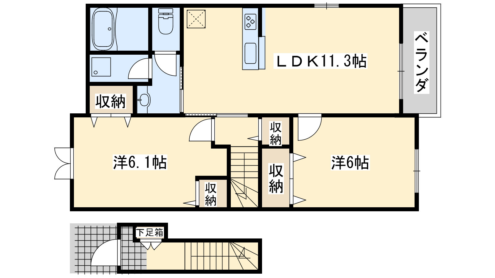 泉南郡田尻町吉見のアパートの間取り