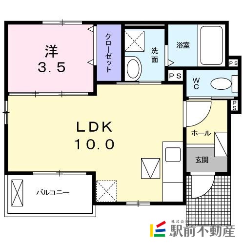 久留米市西町のアパートの間取り