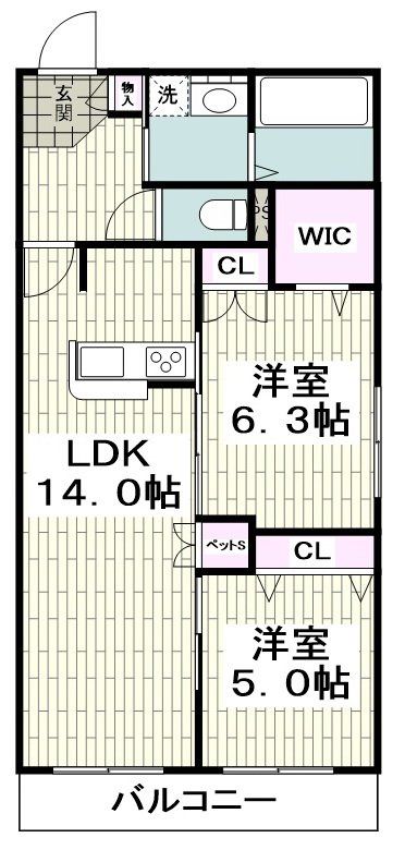 茅ヶ崎市中海岸のマンションの間取り