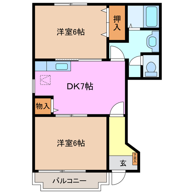 いなべ市大安町高柳のアパートの間取り