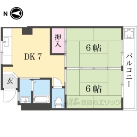 京都市山科区音羽前田町のマンションの間取り