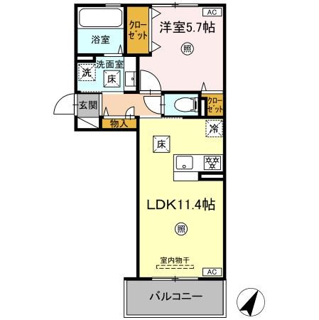 Ｄ-ROOM引水103の間取り