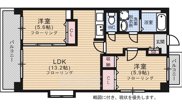 福岡市城南区干隈のマンションの間取り