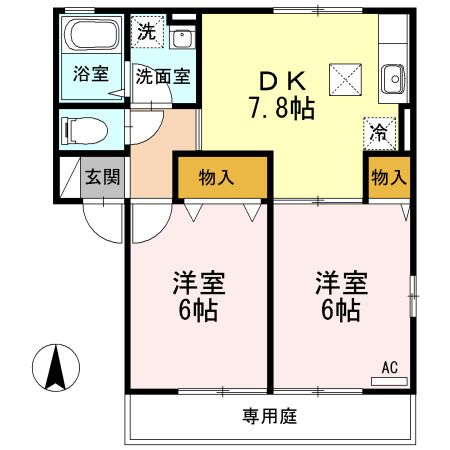 広島市安佐南区川内のアパートの間取り