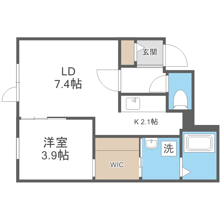 札幌市東区北十四条東のマンションの間取り