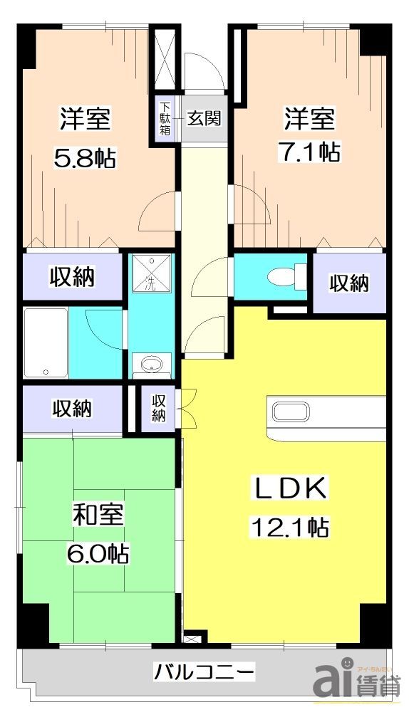 和光市丸山台のマンションの間取り