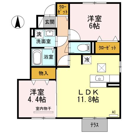 福山市新市町大字戸手のアパートの間取り