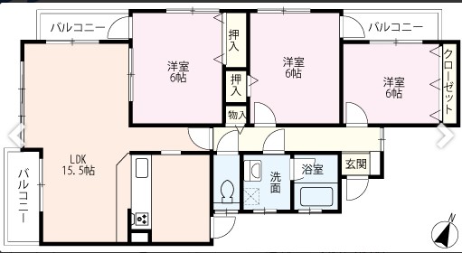 富雄サンパレス1号館の間取り