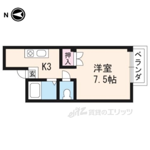 京都市左京区下鴨貴船町のマンションの間取り