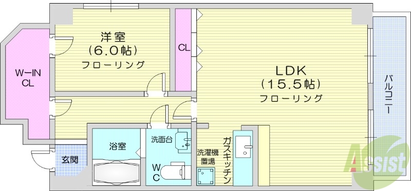 地下鉄東西線 西１８丁目駅 徒歩16分 7階建 築33年の間取り写真