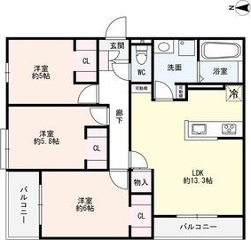 尼崎市東園田町3丁目共同住宅の間取り写真