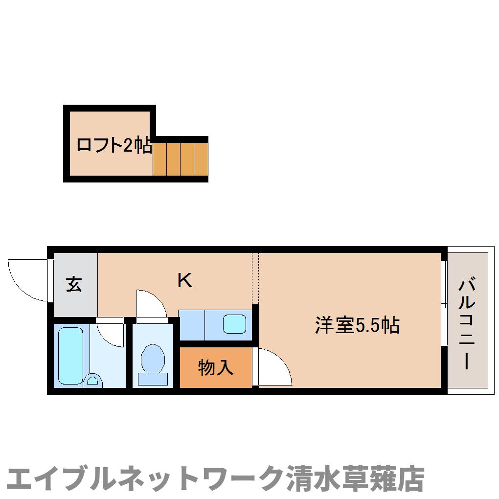 静岡市清水区七ツ新屋のアパートの間取り