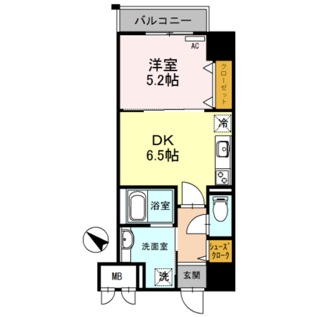 神戸市中央区磯辺通のマンションの間取り