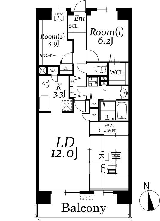 白井市冨士のマンションの間取り