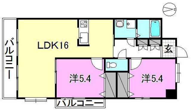 松山市萱町のマンションの間取り