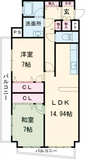 福岡市中央区渡辺通のマンションの間取り