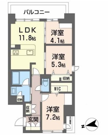 姫路市東延末のマンションの間取り