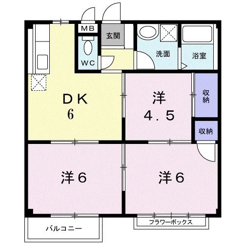 羽島市福寿町間島のアパートの間取り