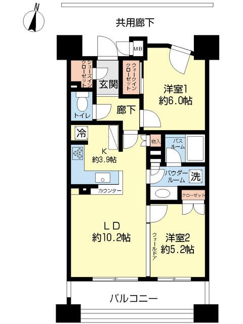 千葉市中央区長洲のマンションの間取り