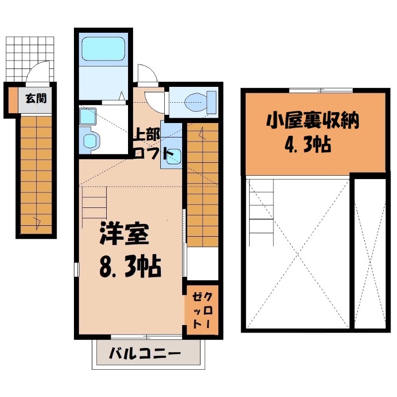 伊勢崎市国定町のアパートの間取り