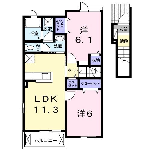 加美郡加美町字矢越のアパートの間取り