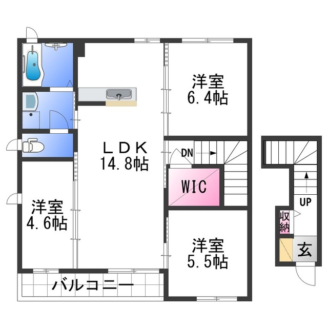 岩出市溝川のアパートの間取り