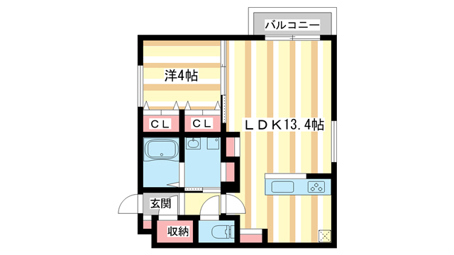 奈良市南城戸町のアパートの間取り