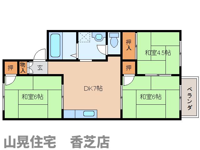 香芝市下田東のアパートの間取り