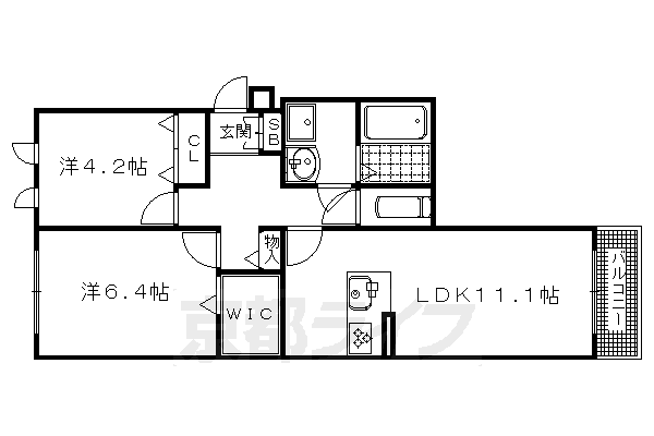 京都市南区久世築山町のアパートの間取り