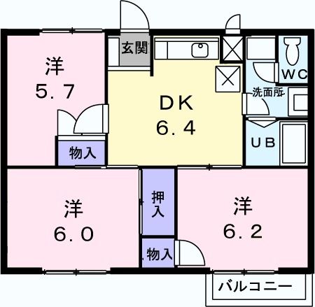 日立市東滑川町のアパートの間取り