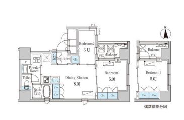 中央区湊のマンションの間取り