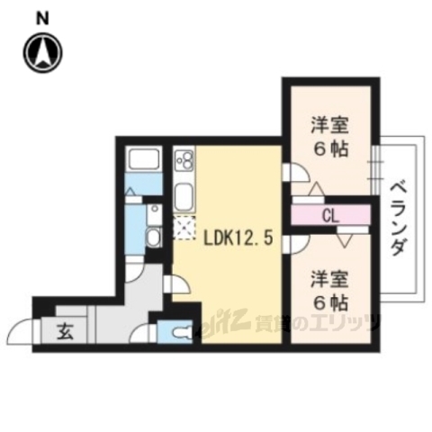 京都市伏見区中島秋ノ山町のマンションの間取り