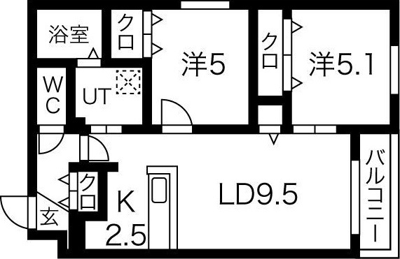 札幌市豊平区月寒西一条のマンションの間取り