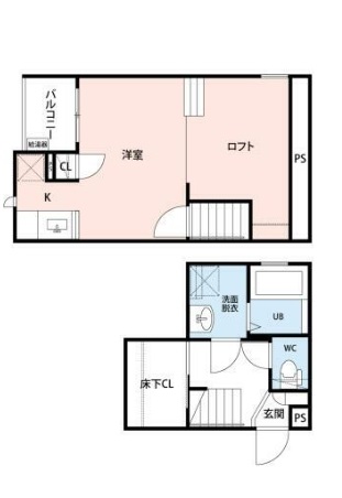 上尾市大字原市のアパートの間取り