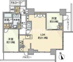 大阪市阿倍野区阿倍野筋のマンションの間取り