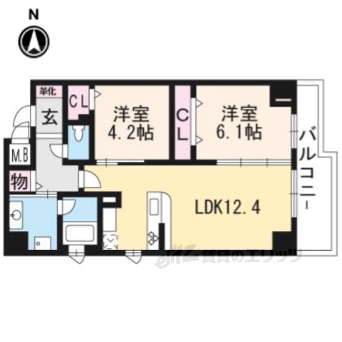 京都市下京区上平野町のマンションの間取り