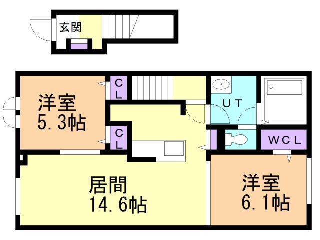 苫小牧市もえぎ町のアパートの間取り