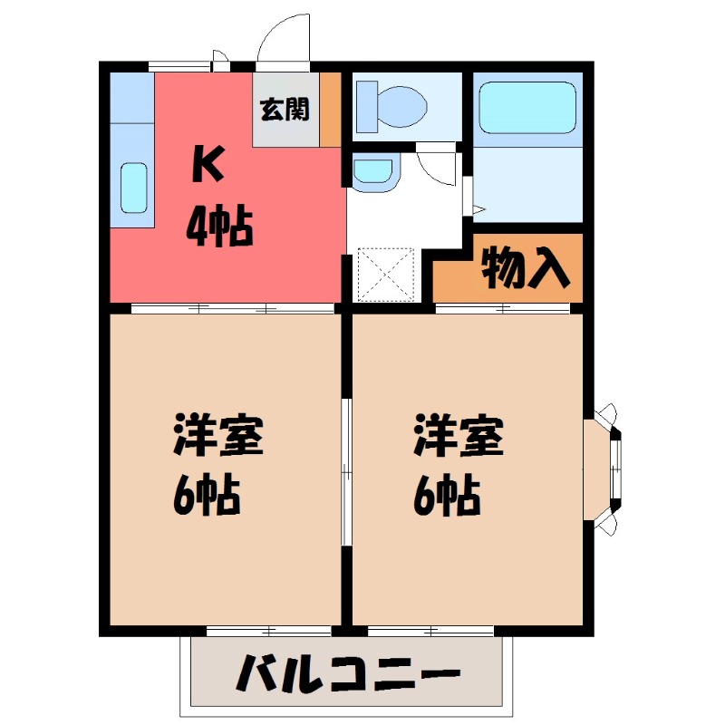 【宇都宮市泉が丘のアパートの間取り】