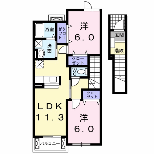 【米子市両三柳のアパートの間取り】