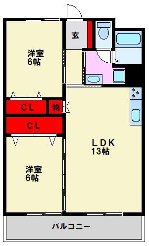 アンピールメゾン大橋の間取り写真