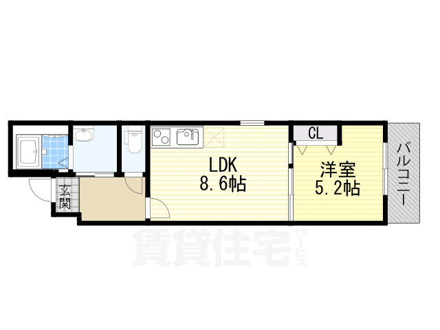 ＪＲ阪和線 鳳駅 徒歩5分 3階建 築9年の間取り写真