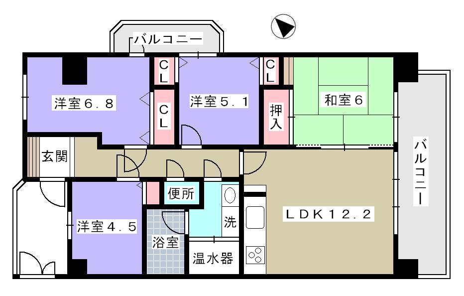 広島市東区中山東のマンションの間取り