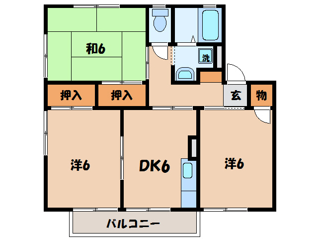 西尾市新渡場のアパートの間取り