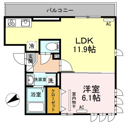 山形市木の実町のアパートの間取り