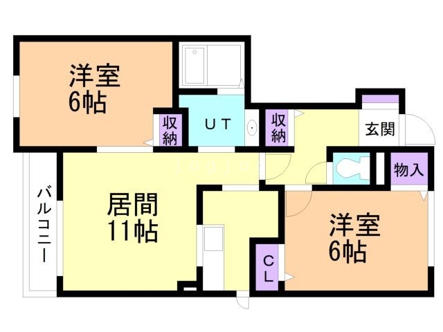 【岩見沢市南町九条のアパートの間取り】