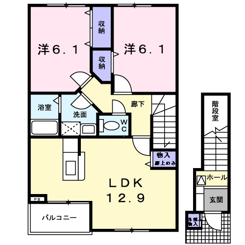 長浜市八幡中山町のアパートの間取り