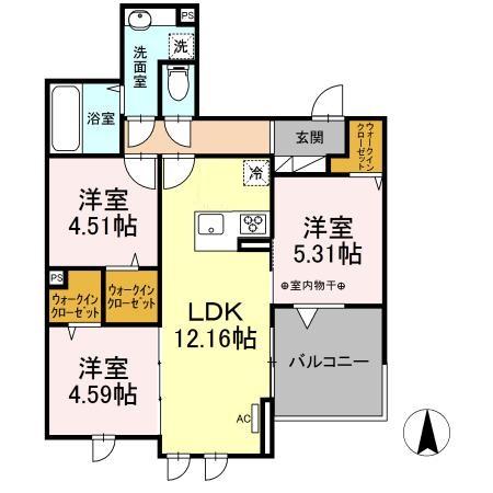 足立区大谷田のアパートの間取り