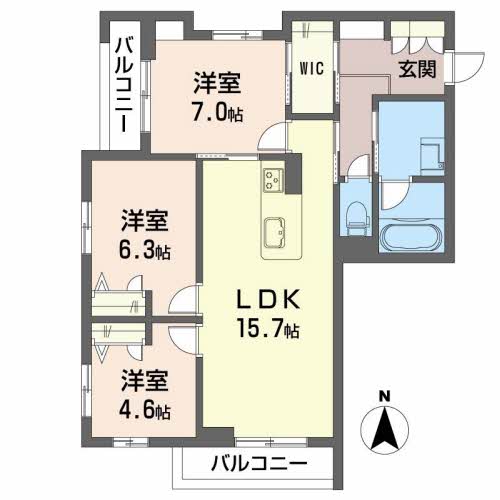 熊本市中央区萩原町のマンションの間取り