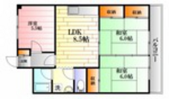 広島市東区戸坂千足のマンションの間取り